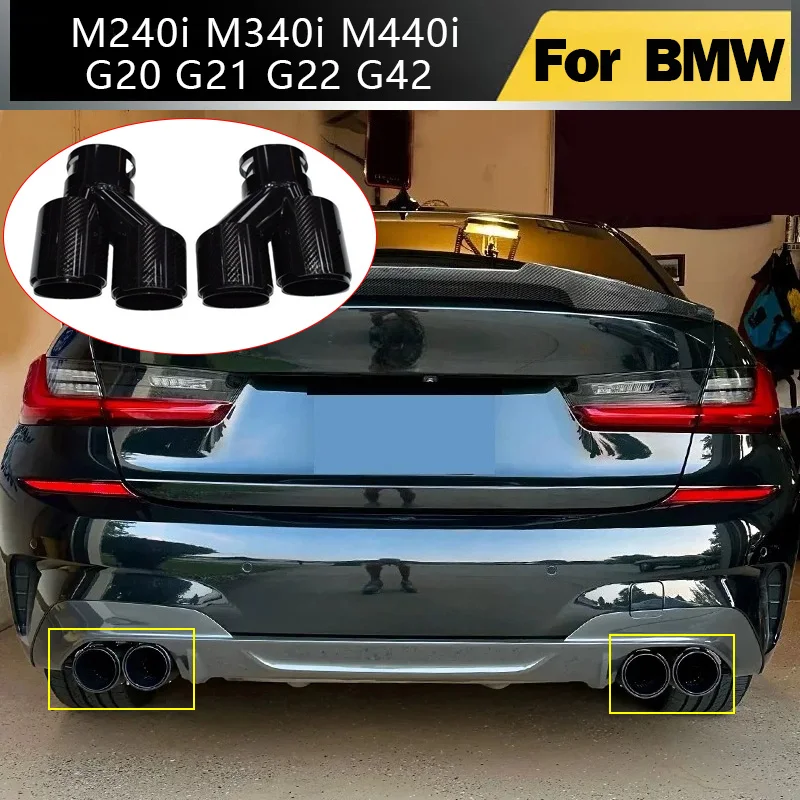 Exhaust Pipe Upgrade Quad Muffler Replace Tailpipe Tip Nozzle for BMW M240i M340i M440i G20 G21 G22 G42 Exhaust Head Auto Parts