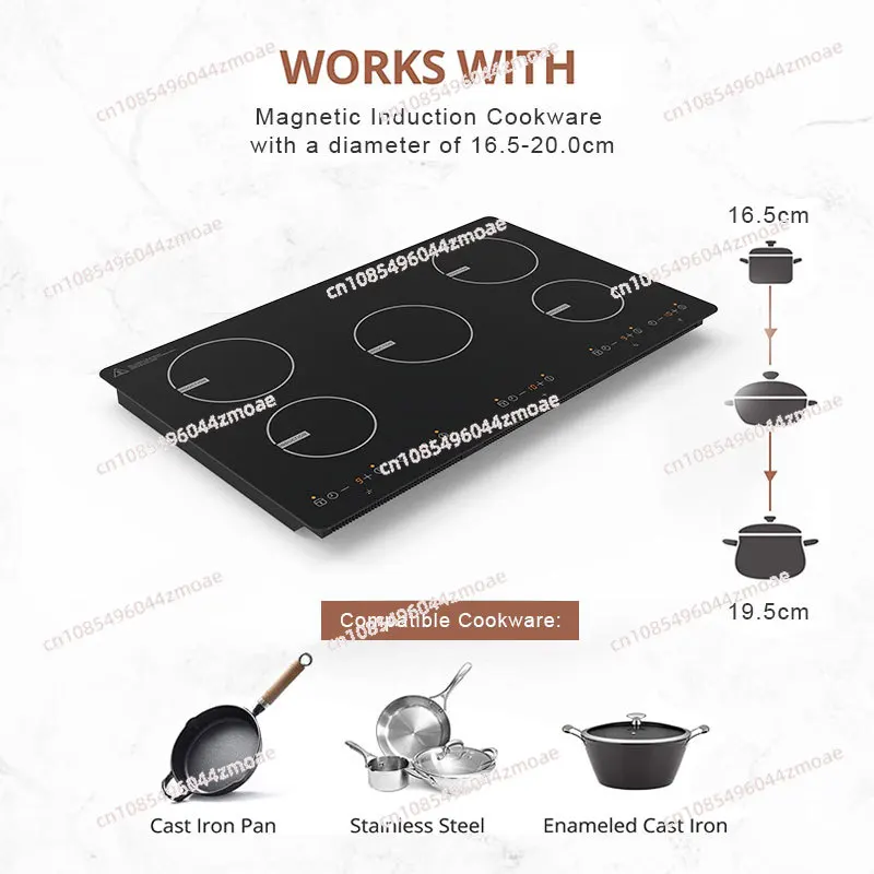 Custom large induction hob stove 9000W commercial germany electric cooktop 5 burner induction cooker