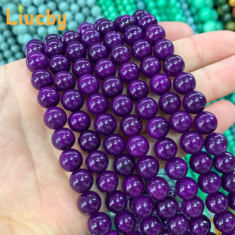 Für Schmuck herstellung Naturstein dunkel violette Jade Perlen DIY Creolen Retro Handwerk Dekoration Kopf bedeckung 15 "Strang 6/8/10/12mm – Detail 6