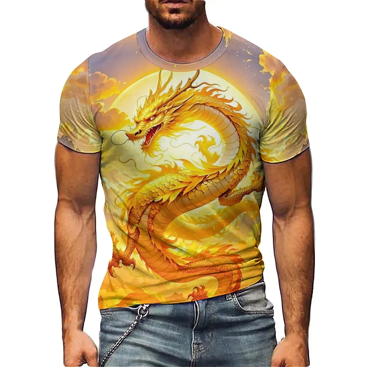 

Men's Loose Daily Wear 3D Printed Short-Sleeve T-Shirt - Daily Outing, 3D Shirt, Party Wear