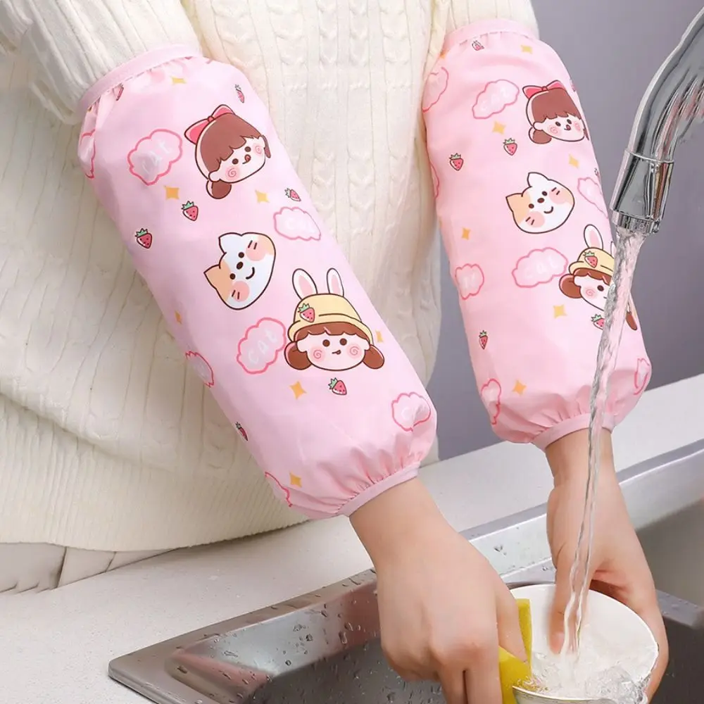 1 Pair Cartoon Waterproof Sleeve Cover Dirty Resistant Soft Oversleeve Oil Proof Child Arm Sleeve For Kids Adult