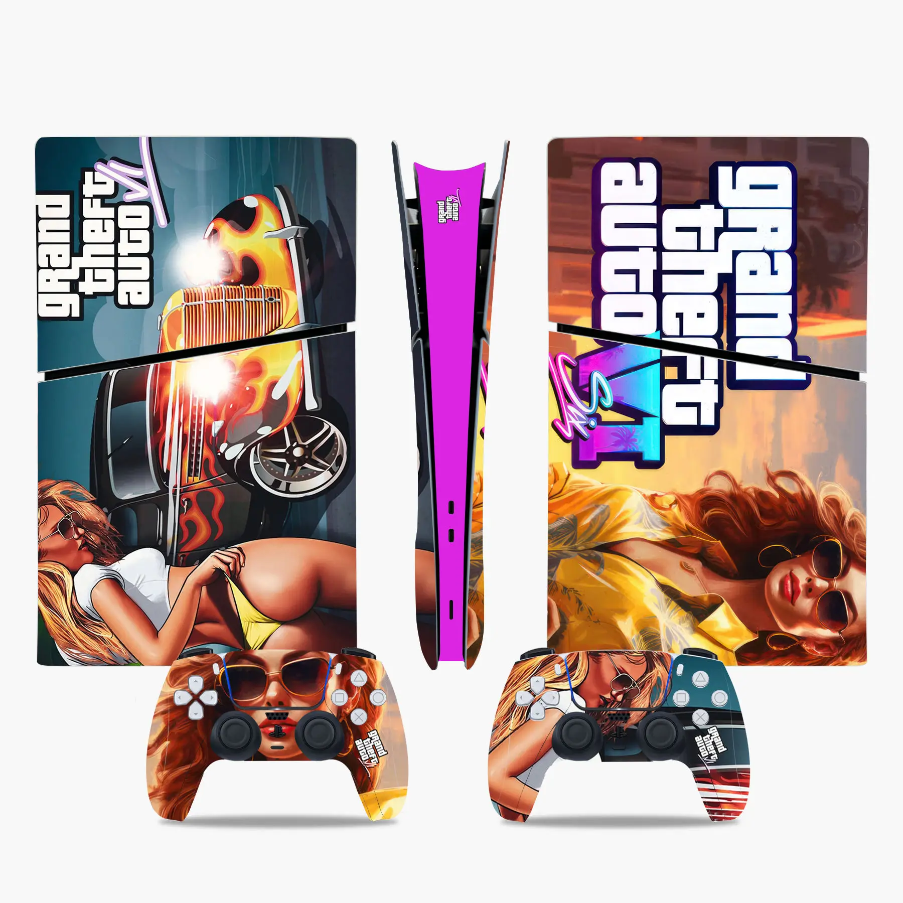 ملصق جلد رقمي تلقائي كبير للسرقة ، غطاء لاصق لوحدة التحكم و وحدتين تحكم ، فينيل ، تلقائي VI ، GTA 6 ، جديد