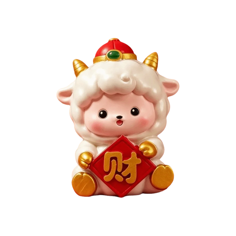 Resin Year Of The Goat Ornament Shaking Head Small Medium Large Size Chinese Zodiac Sheep Figurine Cartoon Multi-options