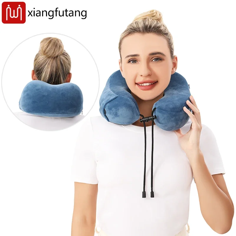 Heating Travel Neck Pillow Electric Heated Relax Shoulder Memory Foam Pillow Cushion for Comfort Neck Pain Relief