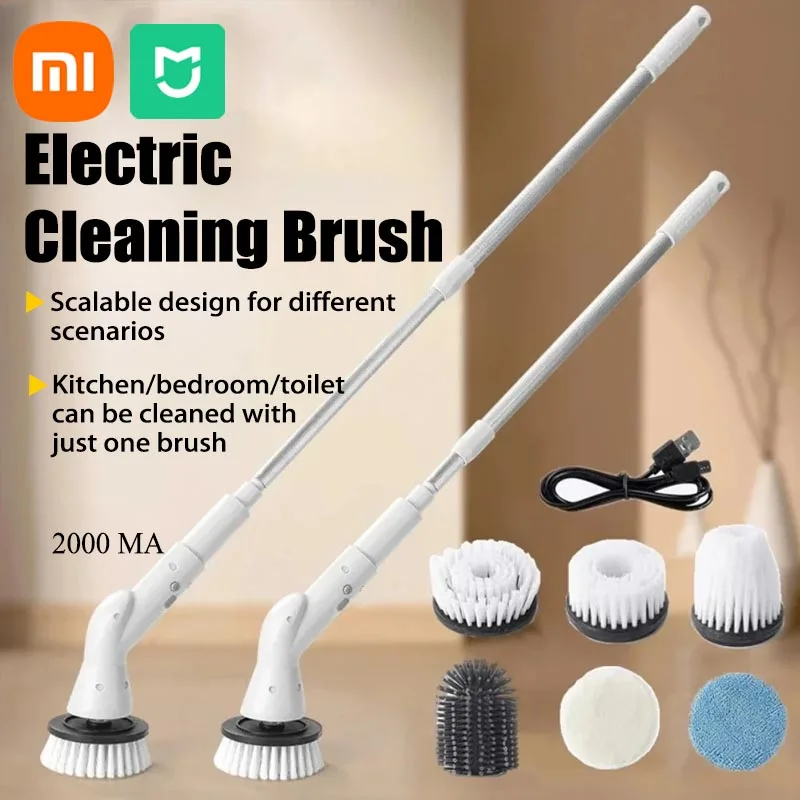 Xiaomi-Mijia 2000 MA Escova Rotary Elétrica Sem Fio, Chuveiro Escova Limpa, Cozinha Banheiro, 6 em 1