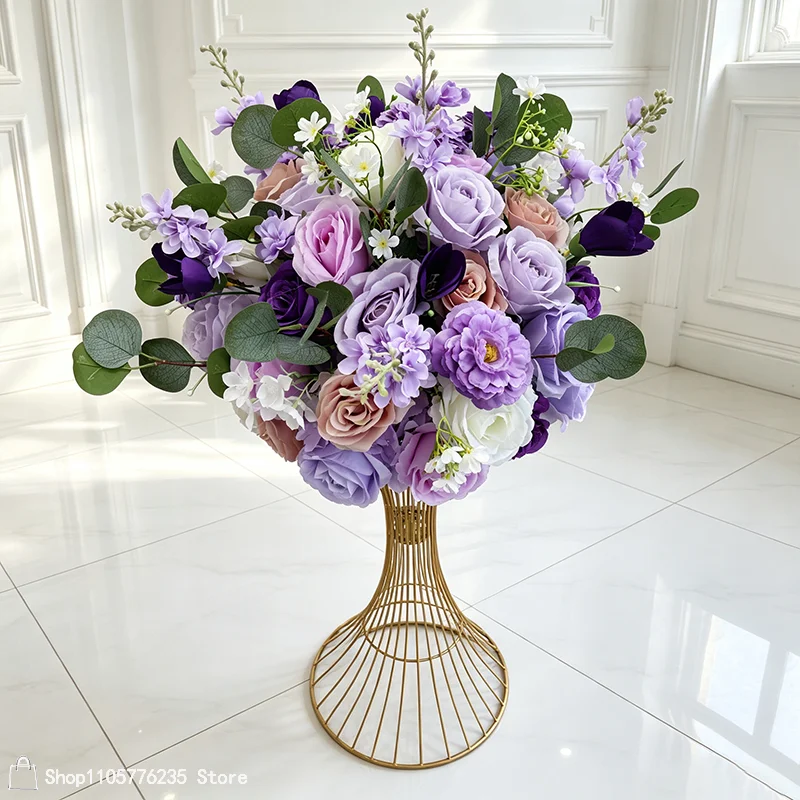 Lila Lavendel Künstliche Blumen Tischdekoration für Hochzeiten 30-80cm Luxuriöses Rosenarrangement Blumendekoration für Party-Bankett-Deko – Detail 7