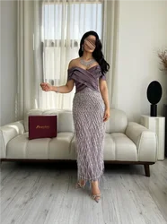 Customized Ankle Length Grace Off Shoulder Vestidos Para Bodas Mujer Invitada Evening Dresses Vestidos Elegantes Para Mujer ف