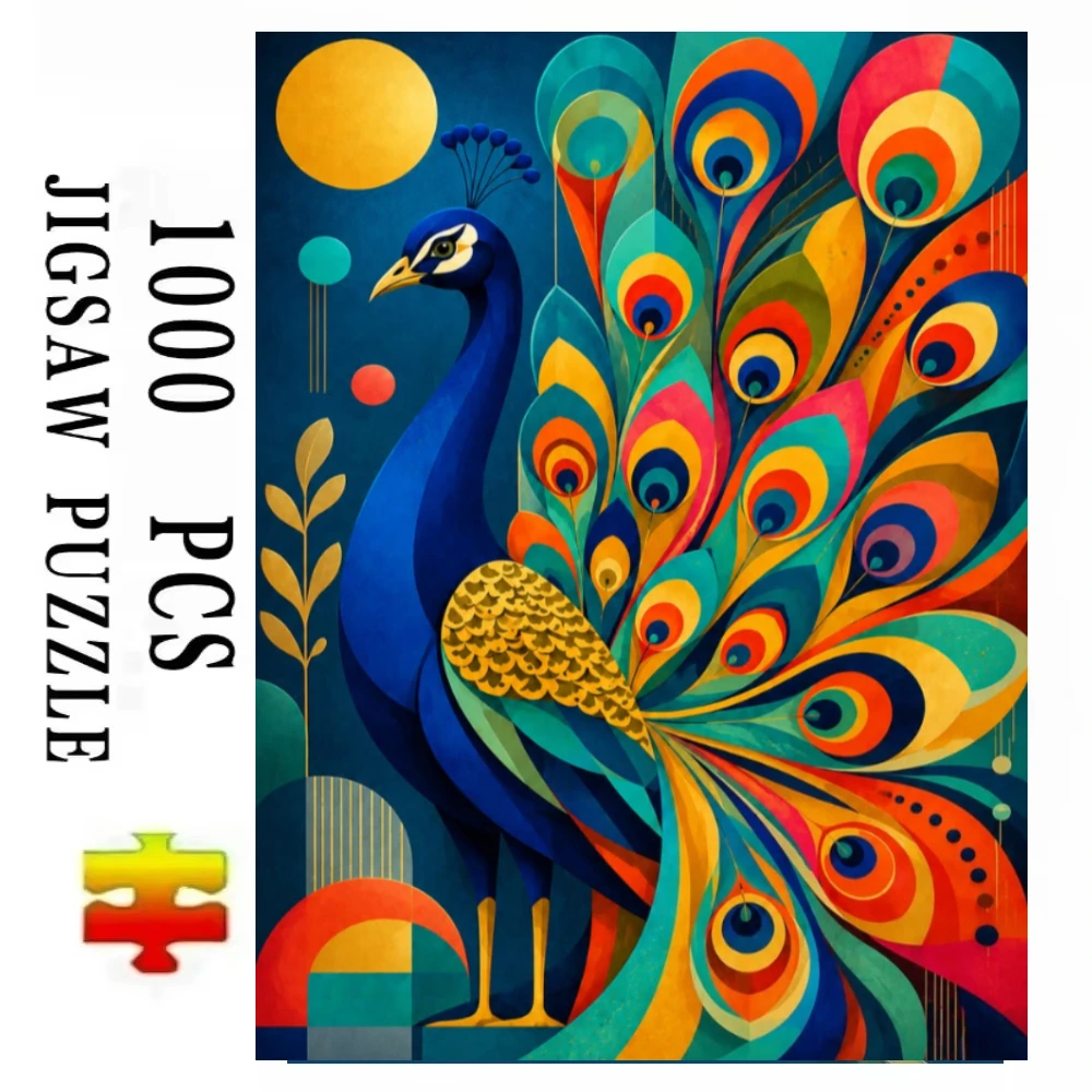 Abstract Peacock Colorful Feather Jigsaw Puzzles 500/1000/1200/2000 PCS Modern Wall Decor for Living Room Gift No Frame