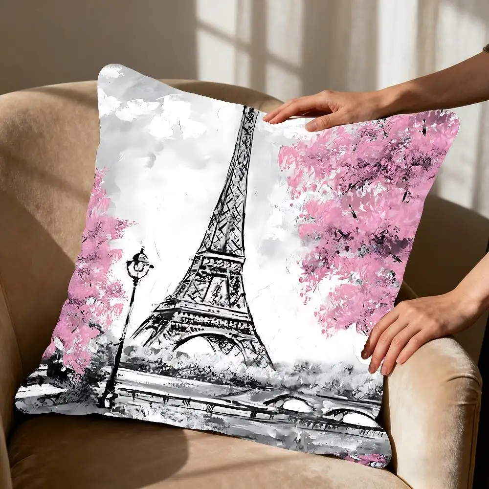 Paris London City Landscape Pillow Case Elegant Couple Home Living Room Bedroom Decorative Pillowcase Sofa Cushion Cover