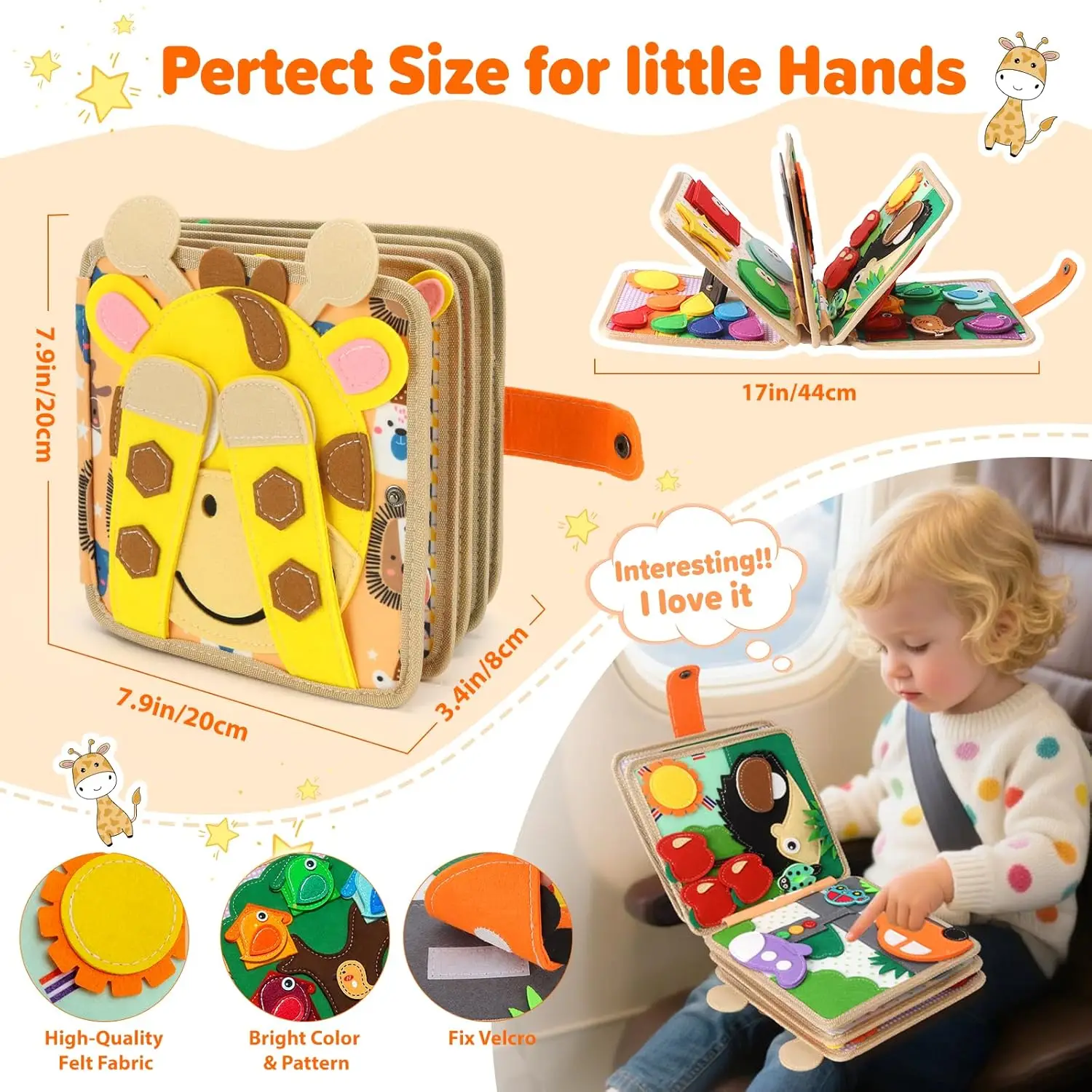 Busy Book for Toddlers Aged 1-3, Montessori Sensory Educational Toy, Promotes Early Learning and Fine Motor Skills Development