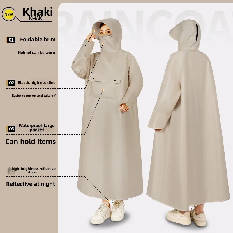 

One-piece Raincoat Rain Poncho Electric Vehicle Raincoat Electric Scooter with Sleeves Raincoat Thickened and Lengthened Full-bo