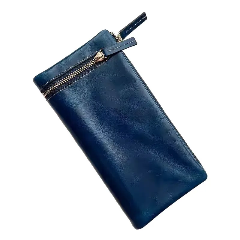 Vintage Minimalist Casual Utility Pouch, Genuine Leather Clutch & Phone Purse, Top Grain Leather Unisex Card Wallet