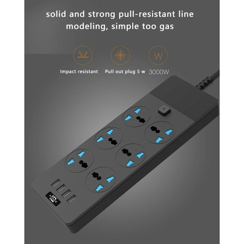 NEW-Power Strip With USB- Extension Cord With 6 Outlets 4 USB Charger Desktop Charging Station For Home Office Dorm