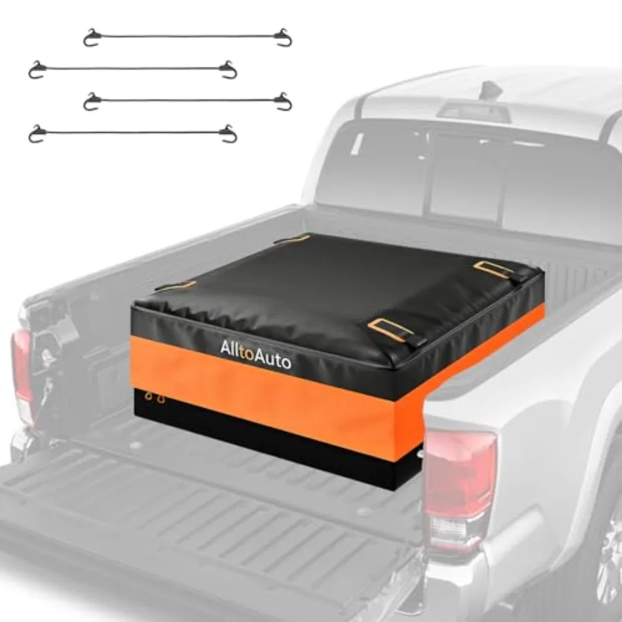 

High Visibility] Waterproof Truck Bed Bag with Orange Safety Trim Ft Heavy Duty Cargo Carrier for Pickup Truck Weatherproof Sto