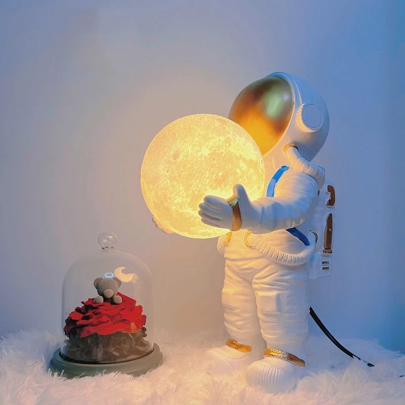 Rechargeable Battery Astronaut Table Lamps Moon Sconces Space Spaceman Cartoon Bedroom Bedside Desk Light for Children's Room