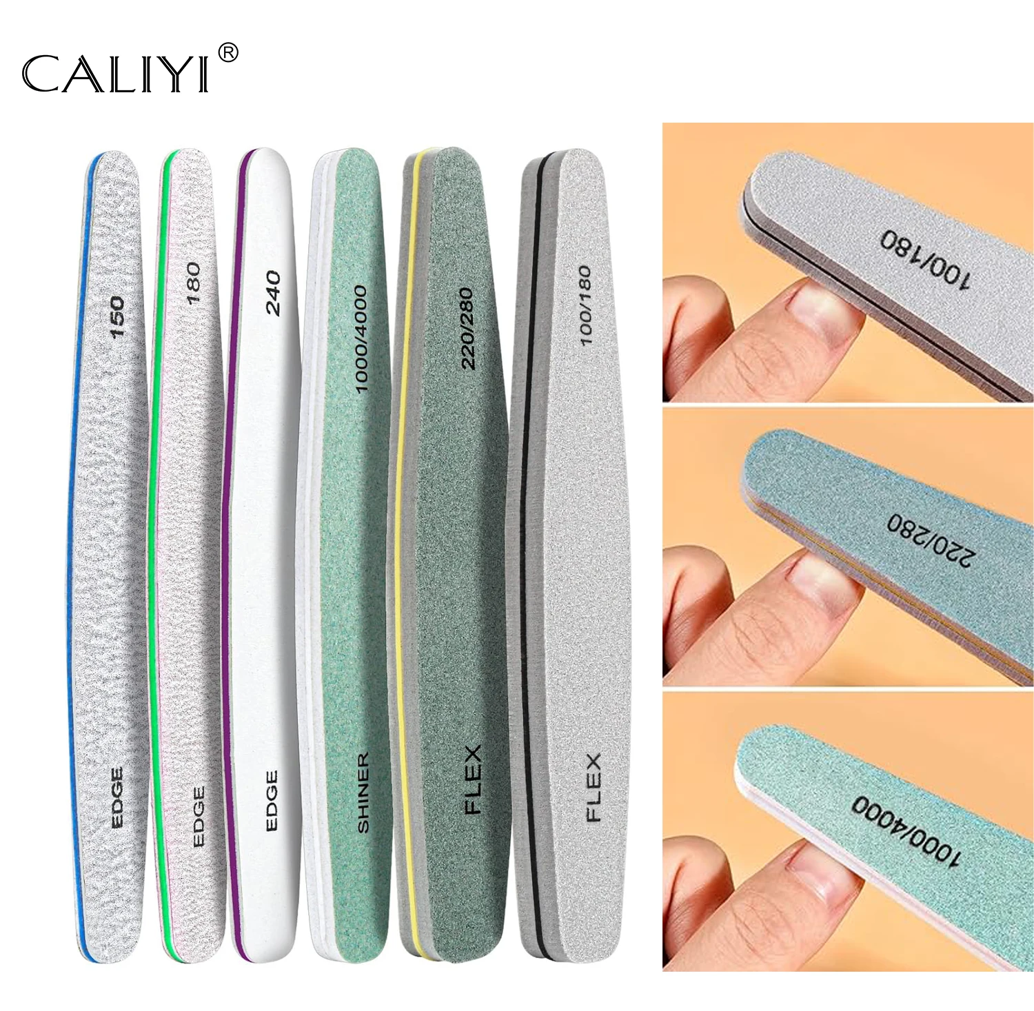 

CALIYI 6pcs Nail Files and Buffers for Natural Nails Emery Boards Nail Buffer Block 100-4000 Grit Nail Files Fingernail Files