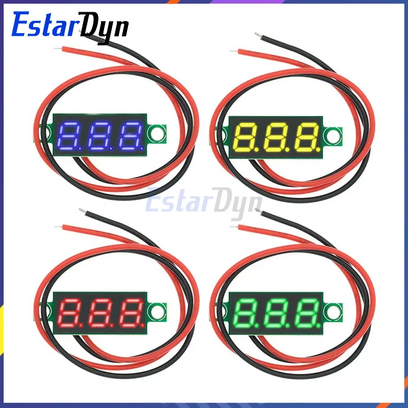 0.28 Inch 2.5V-40V Mini Digital Voltmeter Voltage Tester Meter RED/BLUE/YELLOW/GREEN LED Screen 30*10*8mm