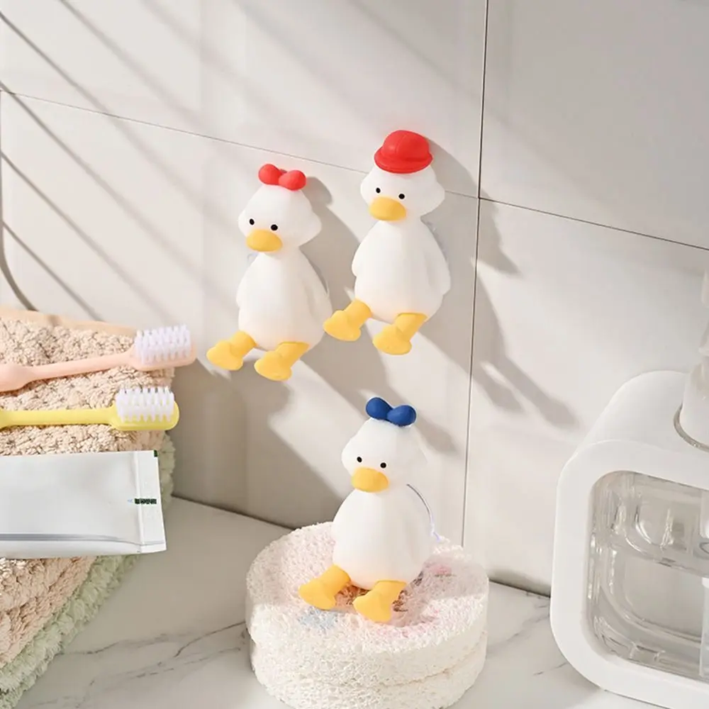 Silicone Duck Toothbrush Holder Three Dimensional Save Space Wall Mounted Toothbrush Holder Perforation Free Toothbrush Rack