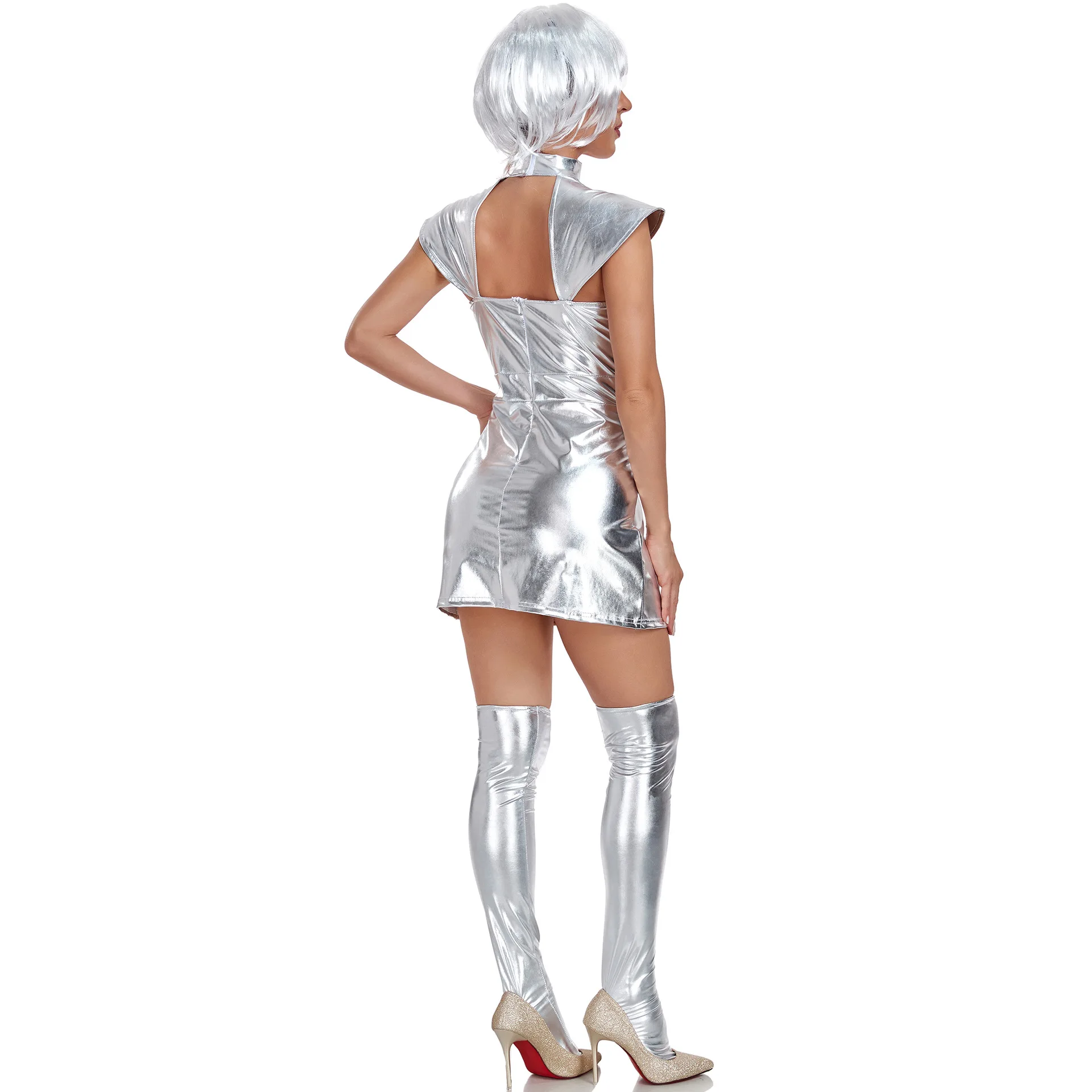 Beautiful Girl Space Costume Cosplay Planet Silver Tin Man Uniform Performance Stage Costume M-XL