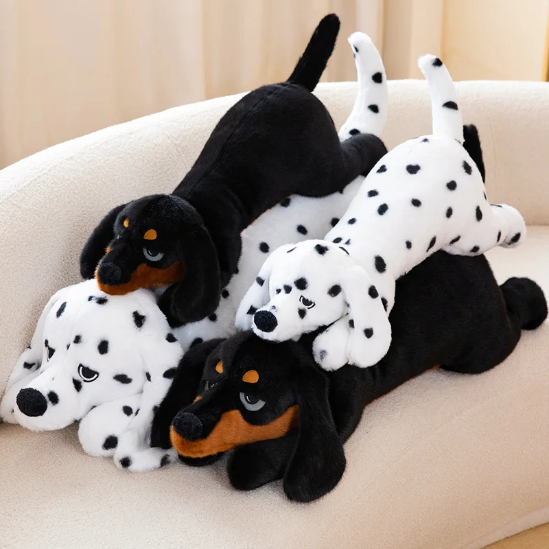 60-100cm Simulated Black White Dog Spotted Dog Plush Toy Lifelike Dalmatian Plush Doll Soft Stuffed Animal Birthday Gift