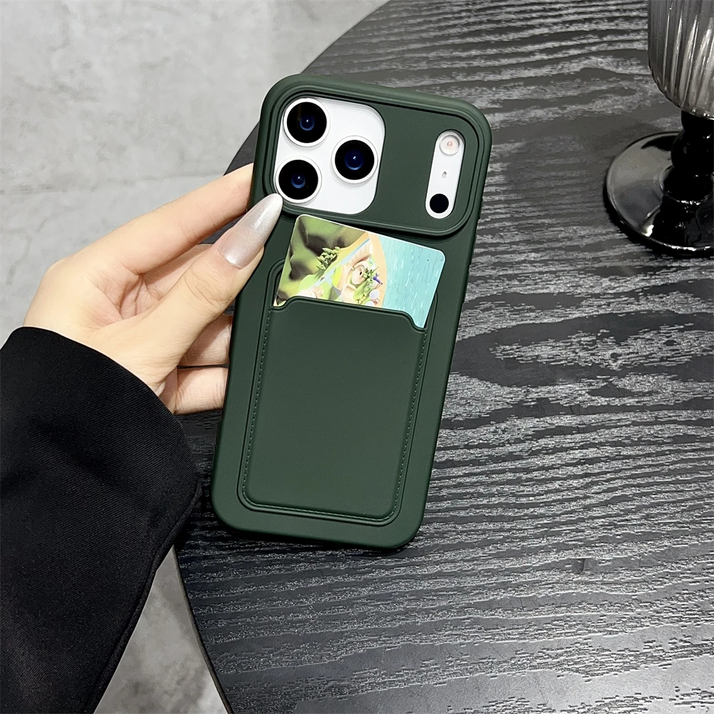 กันกระแทกนุ่มTPUเคสโทรศัพท์สําหรับiPhone 17 Air 16 15 14 13 12 11 Pro Max Plus XS XRซิลิโคนกระเป๋าสตางค์ผู้ถือบัตร