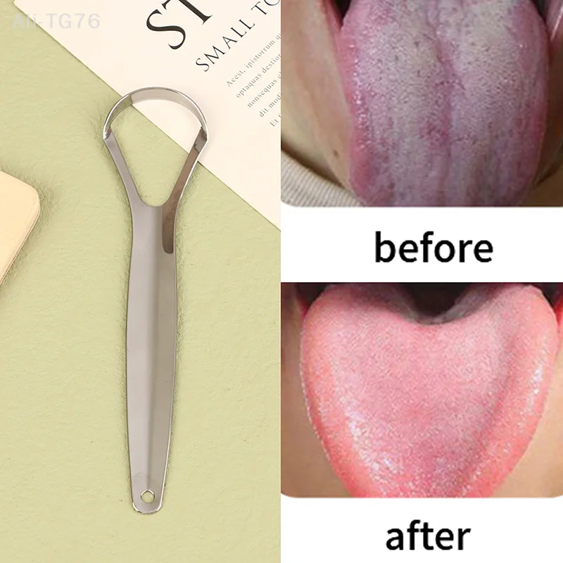 Tongue Scraper Cleaner for Adults Surgical Grade Eliminate Bad Breath Stainless Steel Metal Tongue Scarper Brush Dental Kit