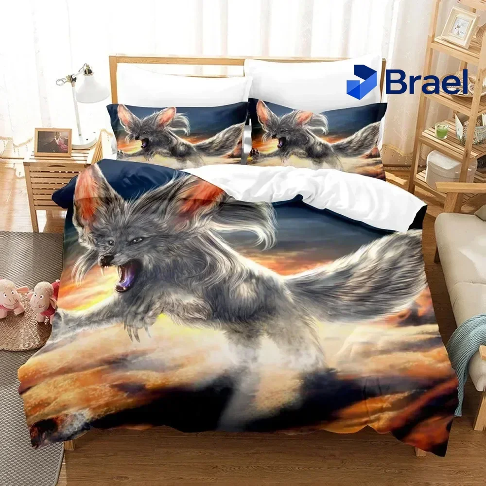 Exquisite Cartoon Fox Bedding Set Cute Fox With Flower Feather Headband Duvet Cover Twin Full Queen King Polyester Duvet Cover G