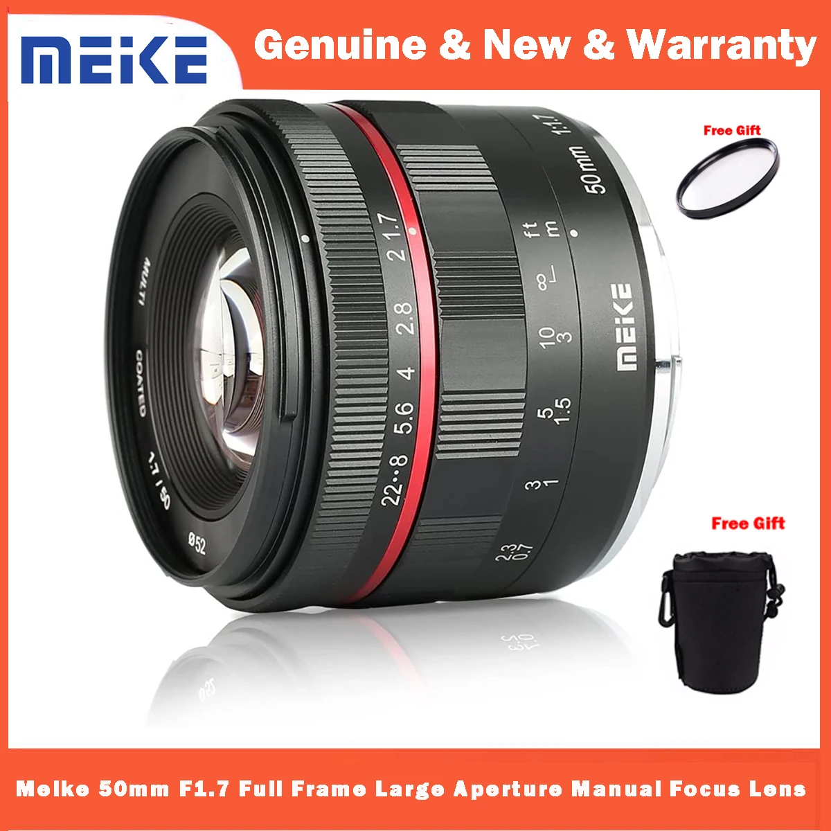 Meike 50mm F1.7 Full Frame Large Aperture Manual Focus Lens for Sony FE E Mount Mirrorless Cameras A7RIII A7III A7RIV A7IV A7 A9