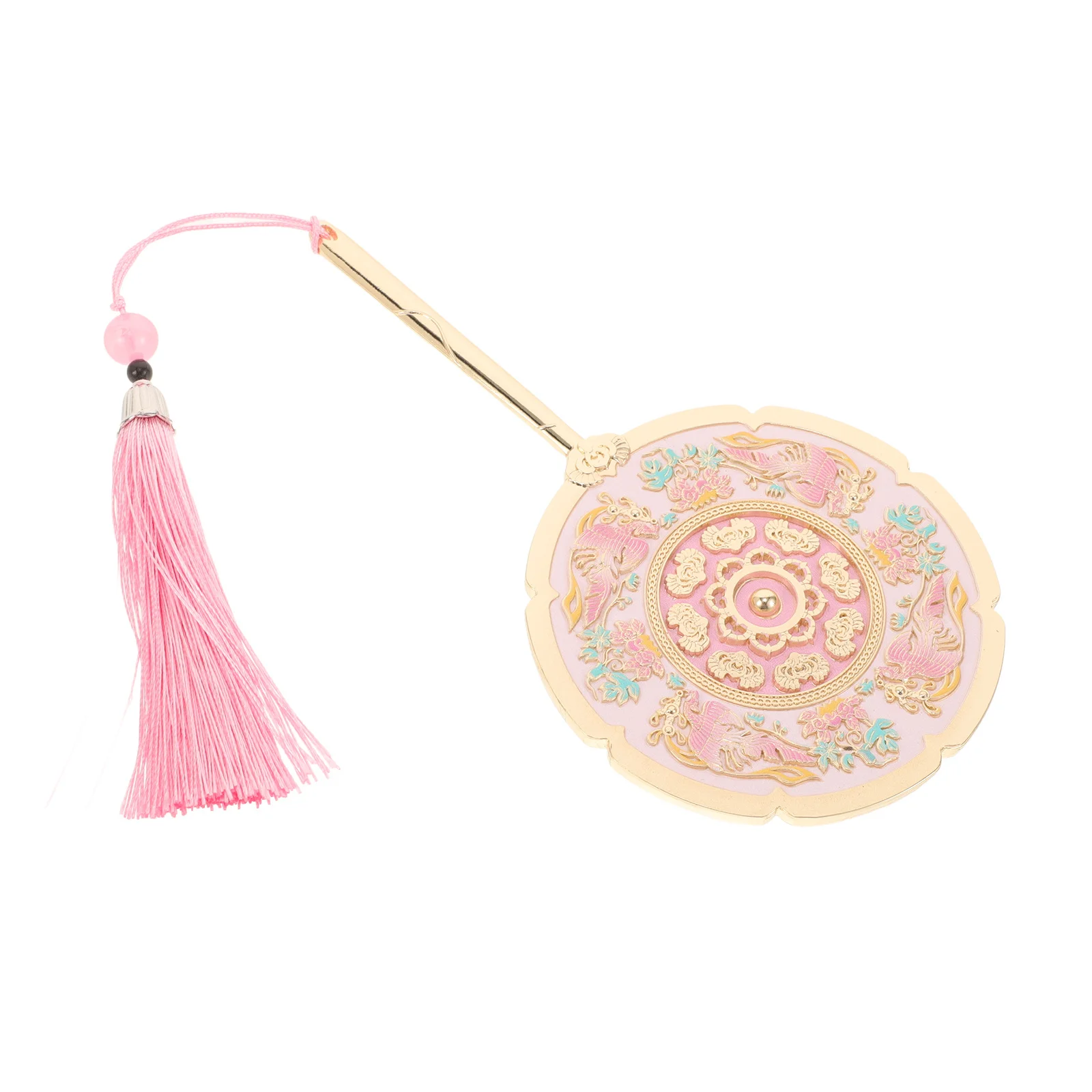 Vintage Handheld Mirror Gold Design Tassels Small Travel Makeup Portable Vanity Mirror for Personal Use Small Mirrors