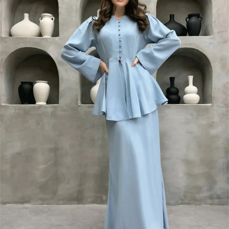 

Women's 2 pieces set for woman Elegant Temperament Spring Summer Long Sleeved A-line Jumpsuit Long Skirt 2 piece sets outfit