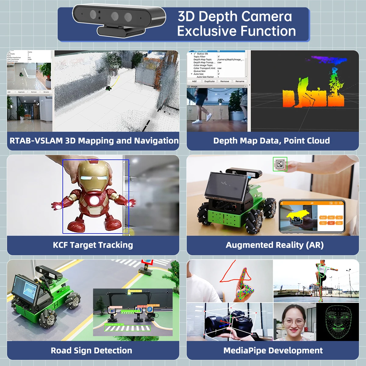 NEW ROS Education Robot JetAuto with Lidar Depth Camera Support 360° Movement,SLAM,YOLO Depth Learning,Autonomous Driving for JE
