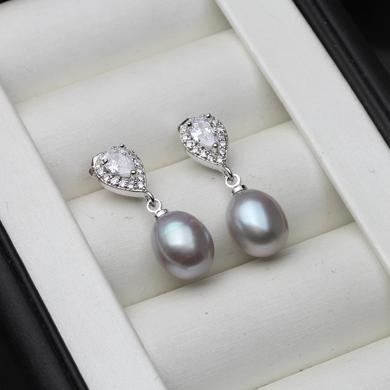 Real exquisite natural freshwater pearl earrings for women,beautiful bridal party girl gift 925 silver pearl earring