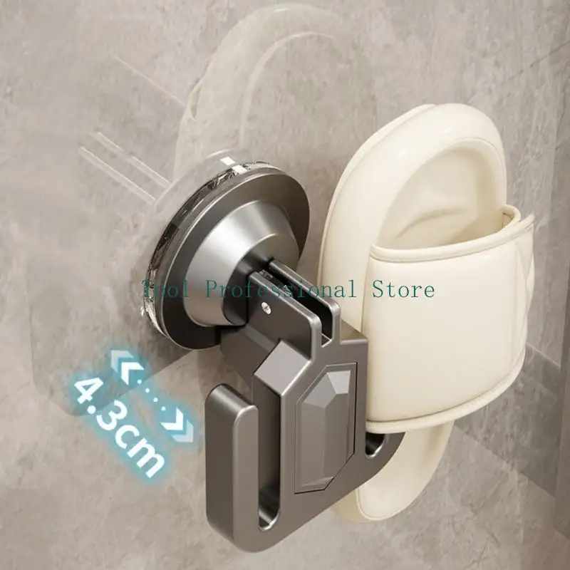 

57QF Suction Cup Shoe Storage Rack Wall Mounted Slipper Storage Hook Bathroom Slipper Rack Hanging Shelf Without Punching