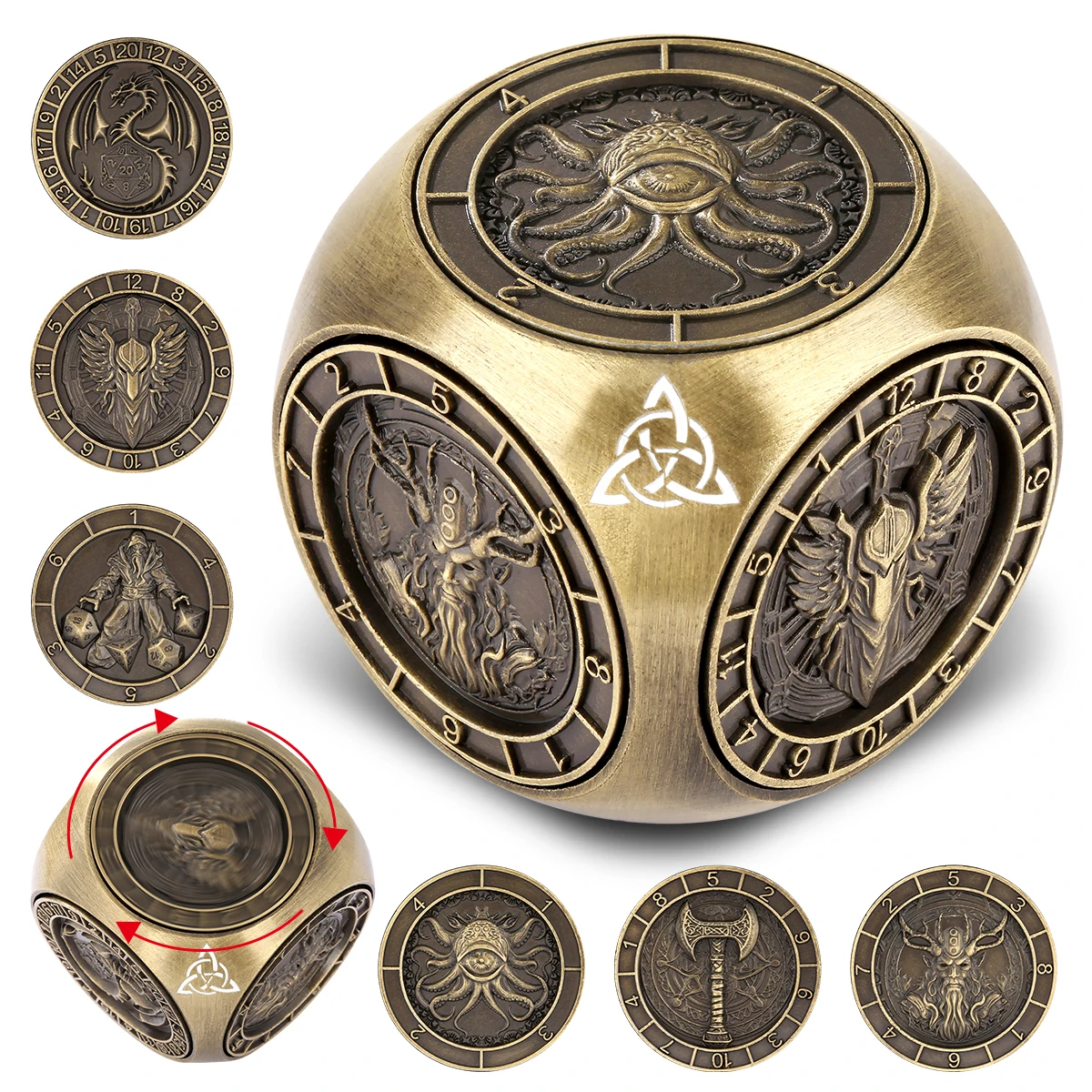 

Metal Roulette DND Dice for RPG Role Playing Games Fingertip Gyro Spinning Stress Relief Toys Fidget Cube Compass Accessories