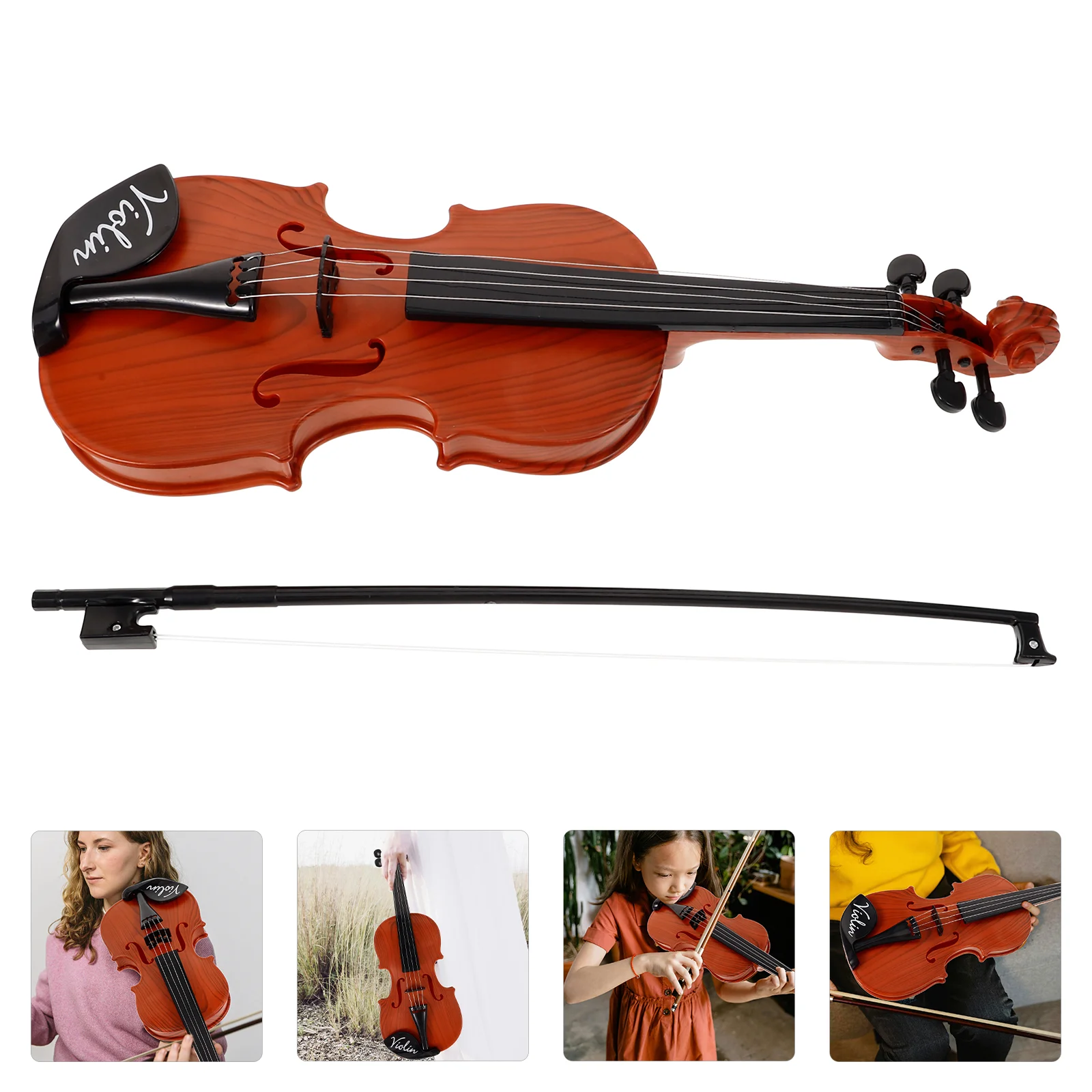 Violín de plástico 370B para niños, instrumento Musical, juguete realista, violín simulado, juguete pequeño, diseño duradero, escritorio