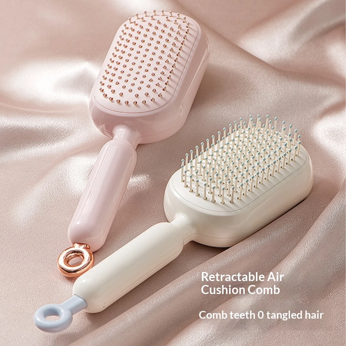 Self-Cleaning Hair Comb with Retractable Bristles Wet Dry Dual Use Hair Massage Comb with 133 Teeth Air Cushion Massage Combs