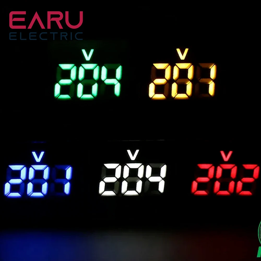 Mini Digital Voltímetro Quadrado, Testador de Tensão, Monitor do Medidor, Potência, Indicador LED, Luz da Lâmpada Piloto, Display, 22mm, AC 20-500V,