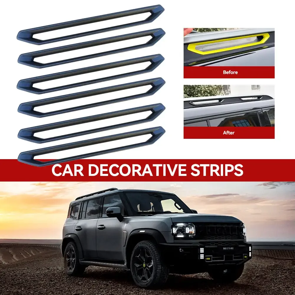 6Pcs Chery Jetour Traveller 2023 2024 Jetour T2 Carbon Fiber Style Roof Iuggage Rack Decorative Strip Plate Cover Mouldings