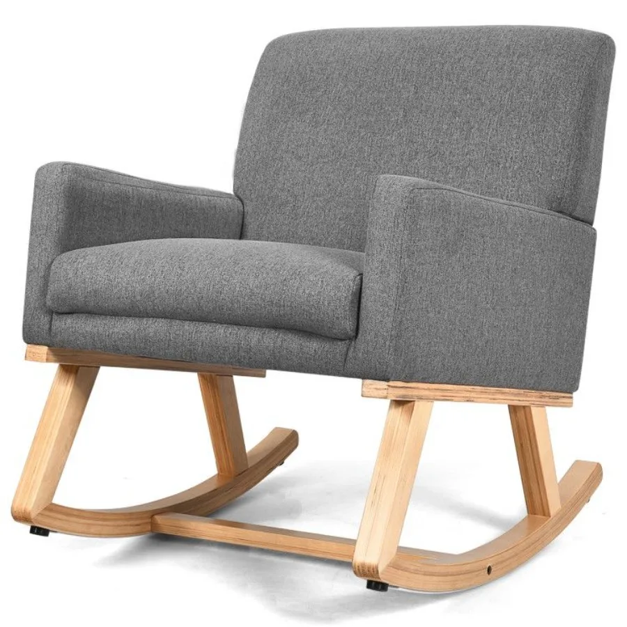 

Upholstered Rocking Chair with and Solid Wood Base
