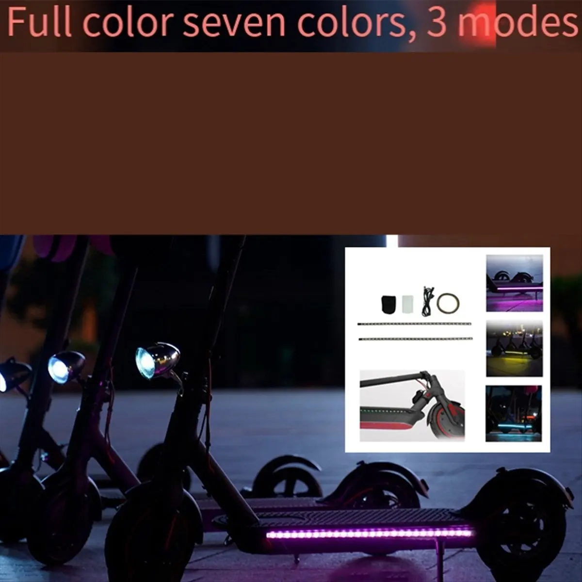 T34C Electric Scooter LED Strip Light, Night Cycling Colorful Lamp Waterproof Scooter Accessories for M365/Pro