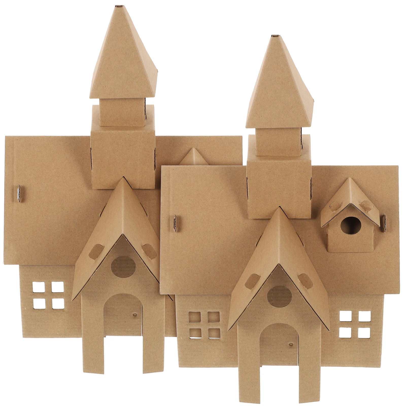 

Cardboard House Toys Mini Castle Paper Model Paintable Kids Educational Playthings DIY Assemble Toy Safe Science Kits