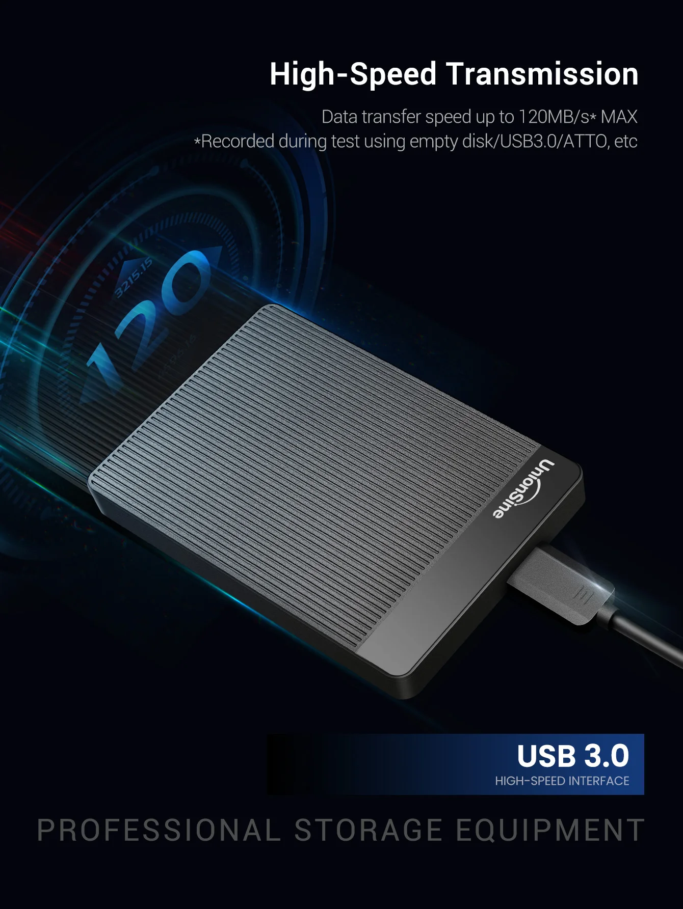 UnionSine 500GB 외장하드 – 사진, 동영상, 게임 저장용 휴대용 드라이브 | USB 3.0 플러그 앤 플레이 | 매트 블랙 미니멀 디자인 | PC, Mac, Xbox 및 PS4/PS5 호환 (250GB~1TB 선택가능)