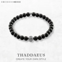 Matte Black Obsidian Karma Bracelets Cross Bead 925 Sterling Silver Europe Style Fashion Jewelry Gift