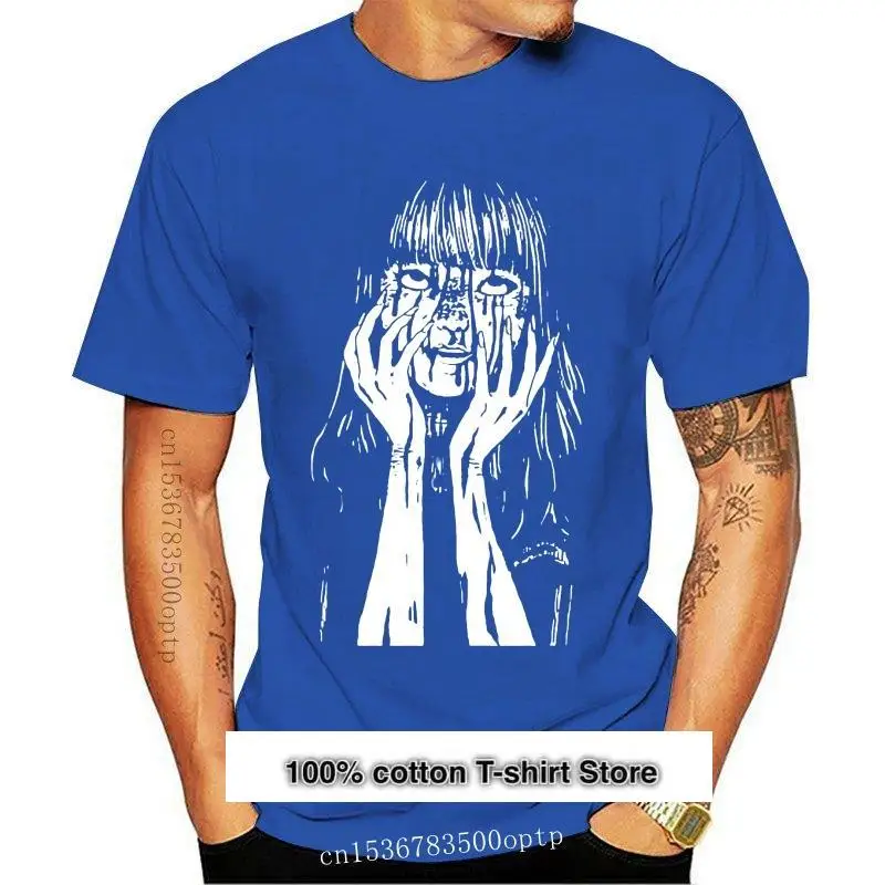 Camiseta de Junji Ito para halloween, camisa monocromática de manga corta con frase Anything but a Ghost, Junji Ito, 2021