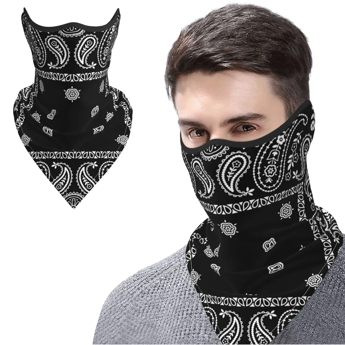 Vintage Paisley Scarf Neck Gaiter Quick-Drying Bandana Traditional Ethnic Paisley Boho Style Mask Balaclavas For Outdoor Sports