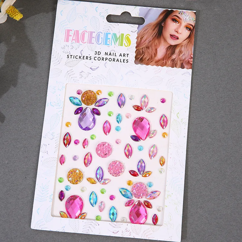 Self-adhesive Makeup Diamond Eyes Face Festival DIY Crystal Gems Tattoo Rhinestone Nail Art Decoration Acrylic Eyeshadow Sticker