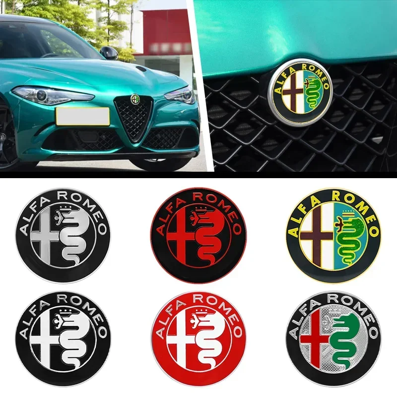 74MM Car Front Rear Emblem Trunk Badge Sticker Replace Accessories for Alfa Romeo Logo Giulia 159 147 156 Stelvio Giulietta Mito