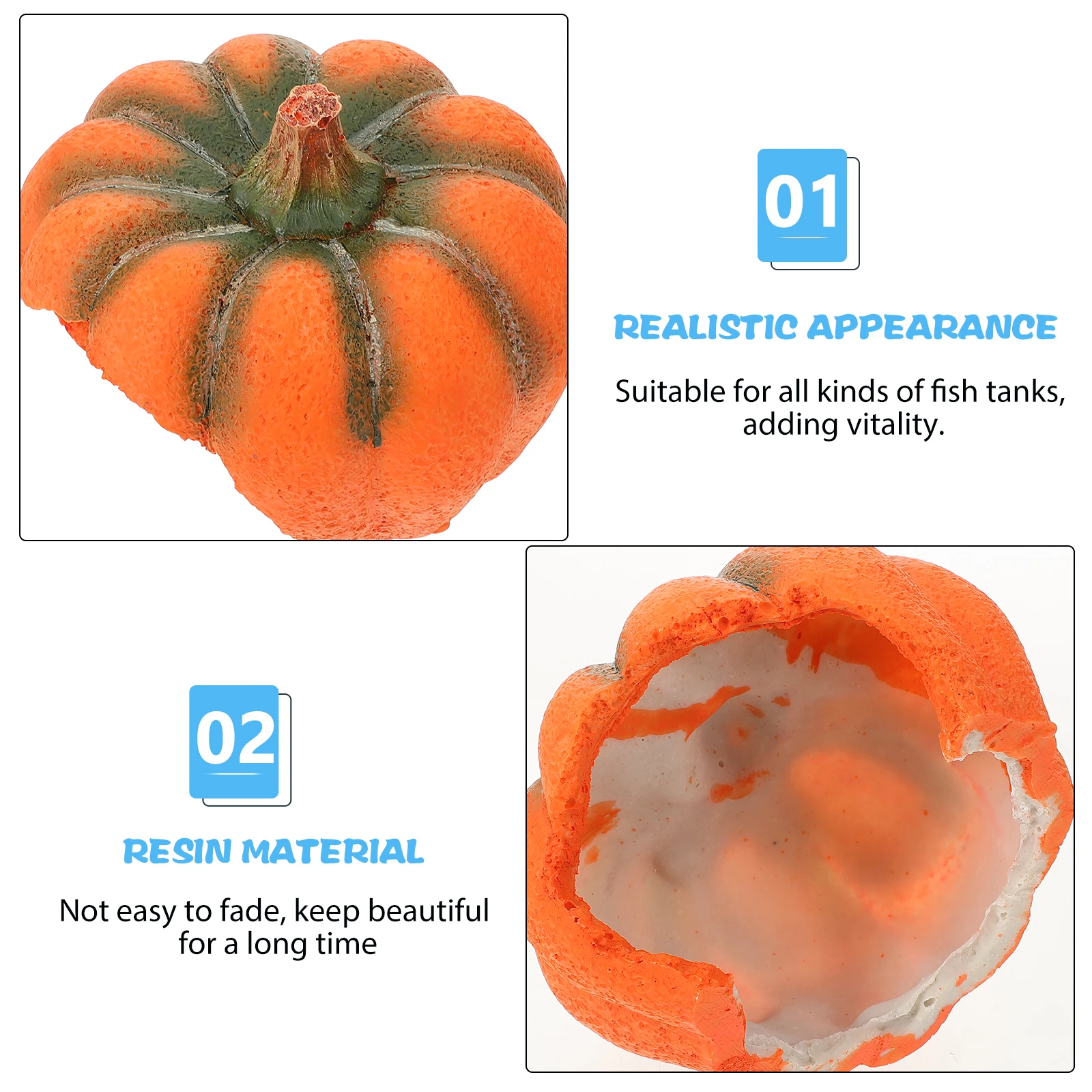 

Yellow Pumpkin Decoration Aquarium Décor Cartoon Hideout World Hiding Resin Ornaments Cave for Fish Tank