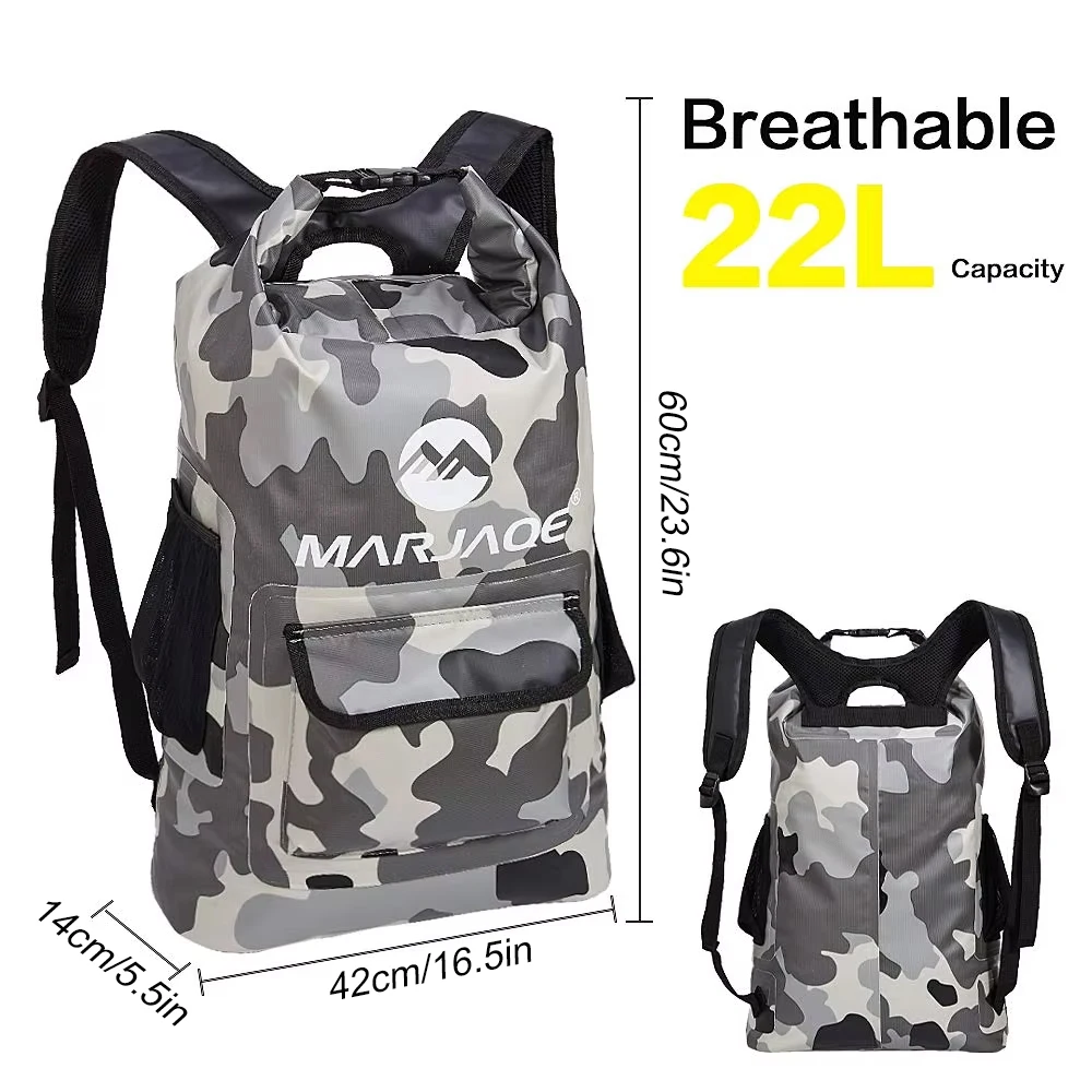 1PCS Floating Roll Top Dry Bag, Flexible Lightweight PVC Waterproof Backpack 22L with Straps for Boating,Swimming, Hiking, Beach