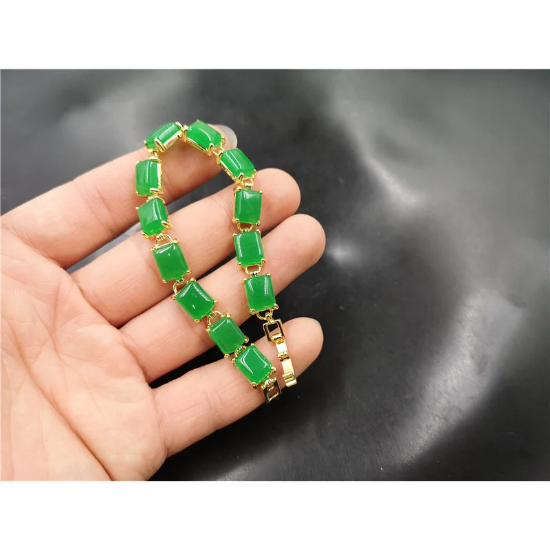 New Vacuum Electroplated Inlaid Women'S Green Malachite Bracelet